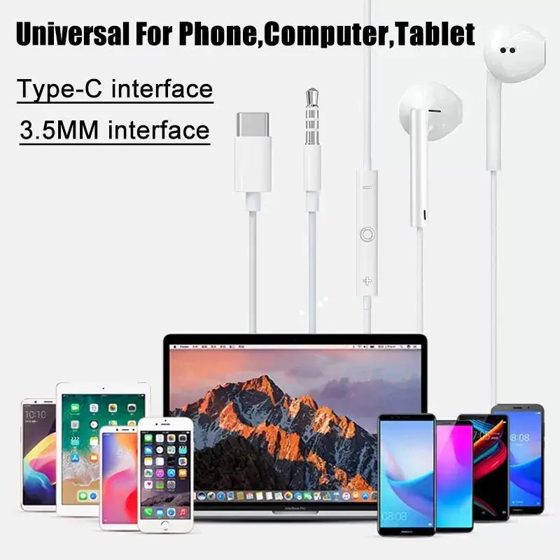 Original In-Ear Wired Earphones For iPad iPhone 17 12 13 14 15 16 Pro Max TypeC Headphones Laptops Tablet 3.5mm Earbuds