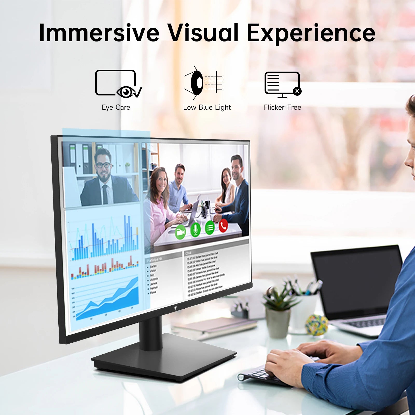 24 inch 1080P Monitor 100Hz, FreeSync Gaming Moniter, PC Monitors for Office, HDMI, VGA, Earphone Ports, HDR10, ZeroFrame Design