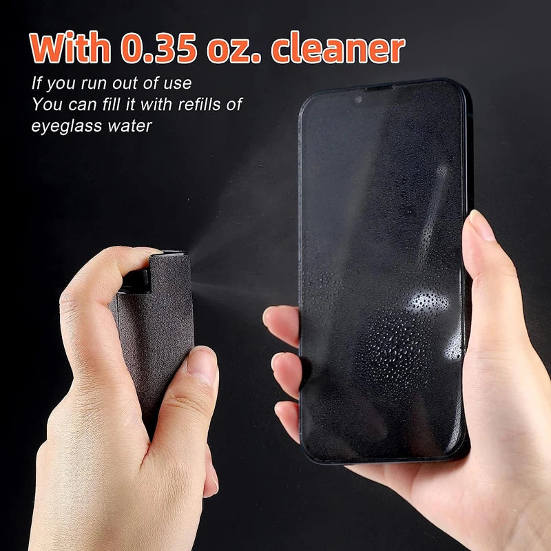 2-in-1 Microfiber Screen Cleaning Kit Empty Spray Bottle & Cleaning Cloth for Phone Tablet Laptop Computer