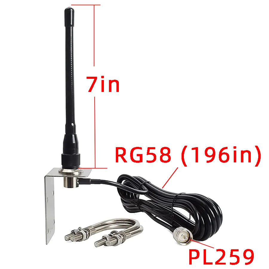 VHF Marine Antenna Low-Profile 156-163Mhz Antennas W/16.4ft(5m) RG58 Low Loss Premium Coaxial Cable with PL259
