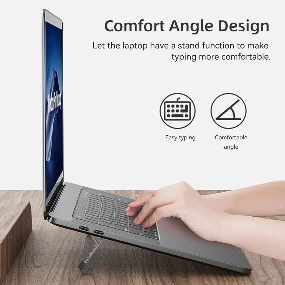 Laptop Holder for Macbook Air Pro Pad Phone 2Pcs Riser Feet Nonslip Desktop Kickstand Foldable Notebook Keyboard Stand