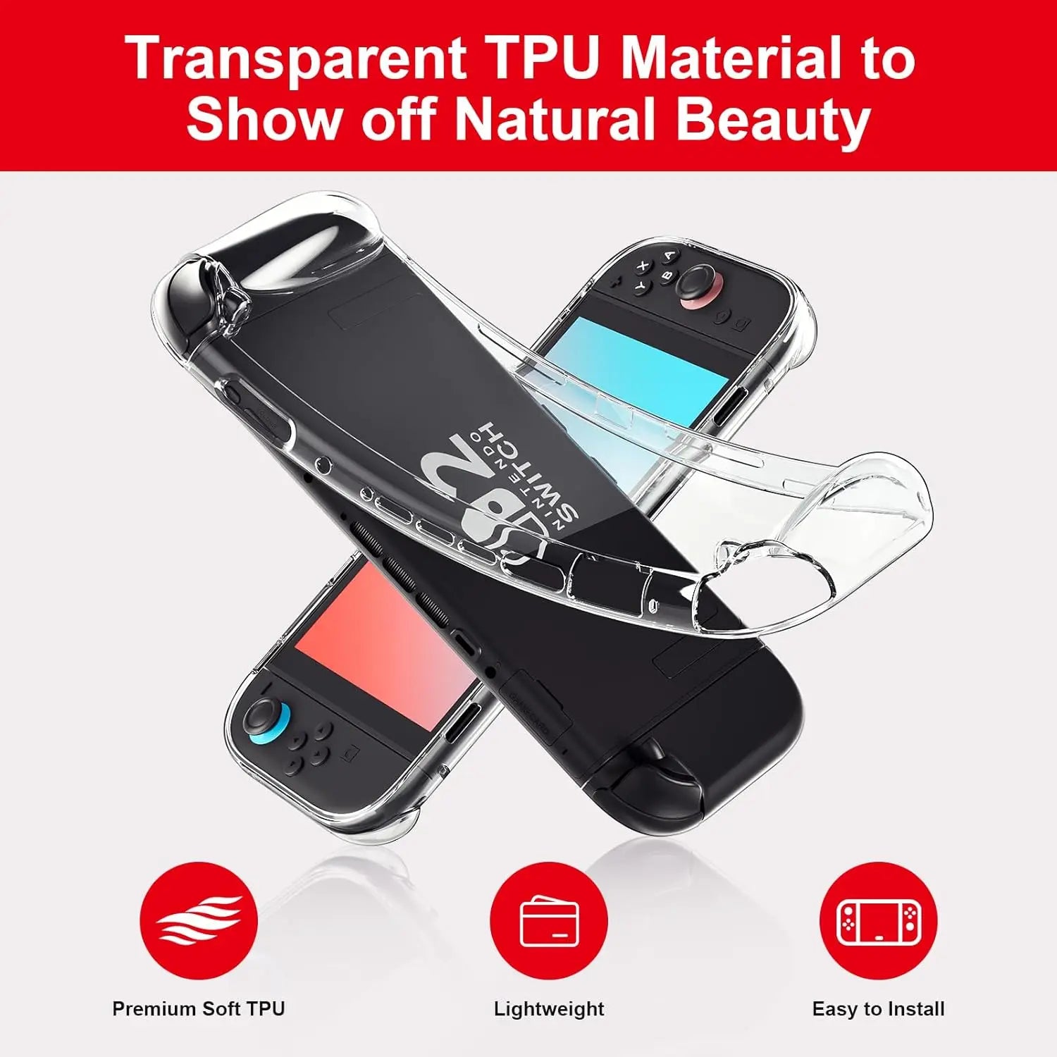 Ergonomic TPU Case for Switch 2 – Anti-Slip, Shock-Absorbing Cover for NS2 Game Console & Joy-Con Full Body Protection