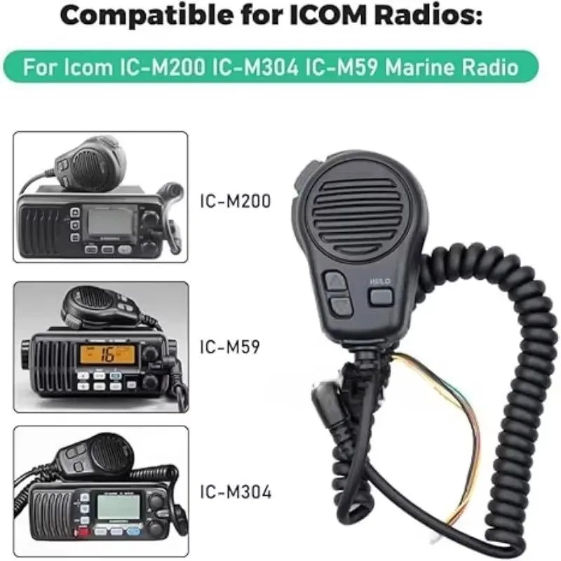 HM-164B Speaker Mic IPX7 Hand Microphone for Icom IC-M200 IC-M304 IC-M59 Marine Maritime Radio IC-M412 IC-M411 IC-M59 IC-M45