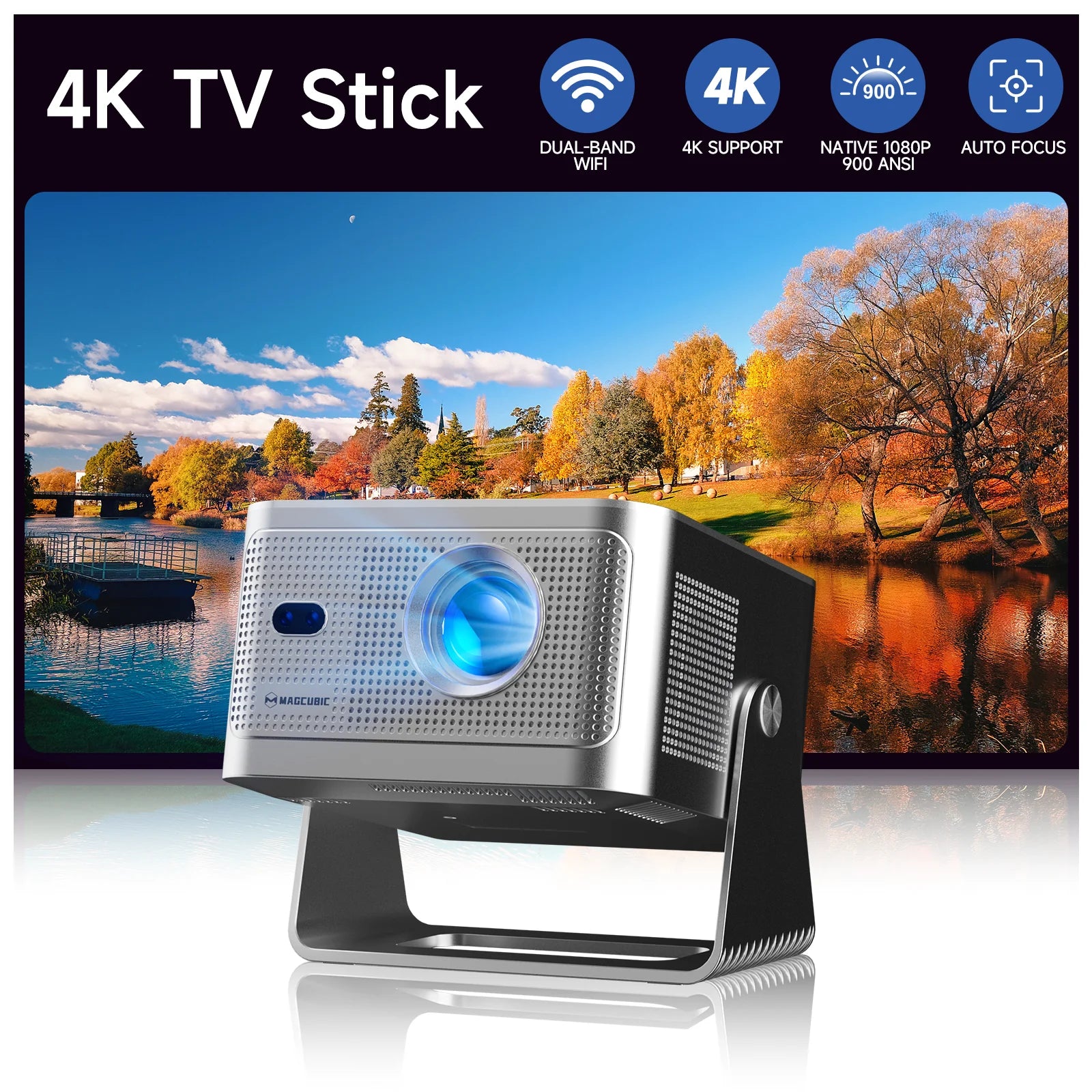 Magcubic HY350GTV 900ANSI Projector With 4K TV Stick 1080p Native Projector Auto Focus Portable Beam Android Home Projector