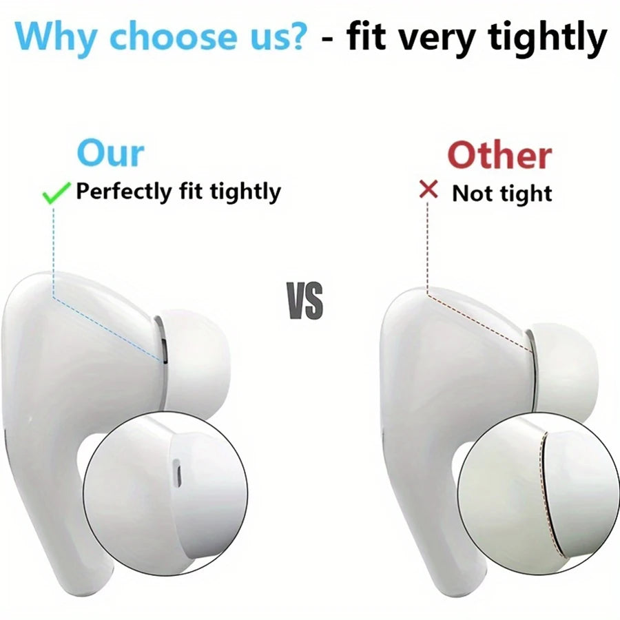 4 Pairs Liquid Silicone Ear Tips for Airpods Pro 1 2 Noise Reduction Pad Earplugs Ear Caps Comes with Cleaning Pen