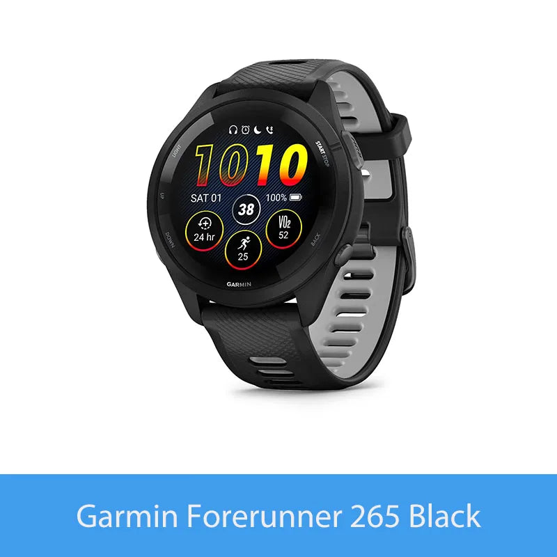 Garmin Forerunner 265 GPS 46mm Smartwatch 1.3" AMOLED Touchscreen Display Heart Rate Monitoring Training Metric Message Notice