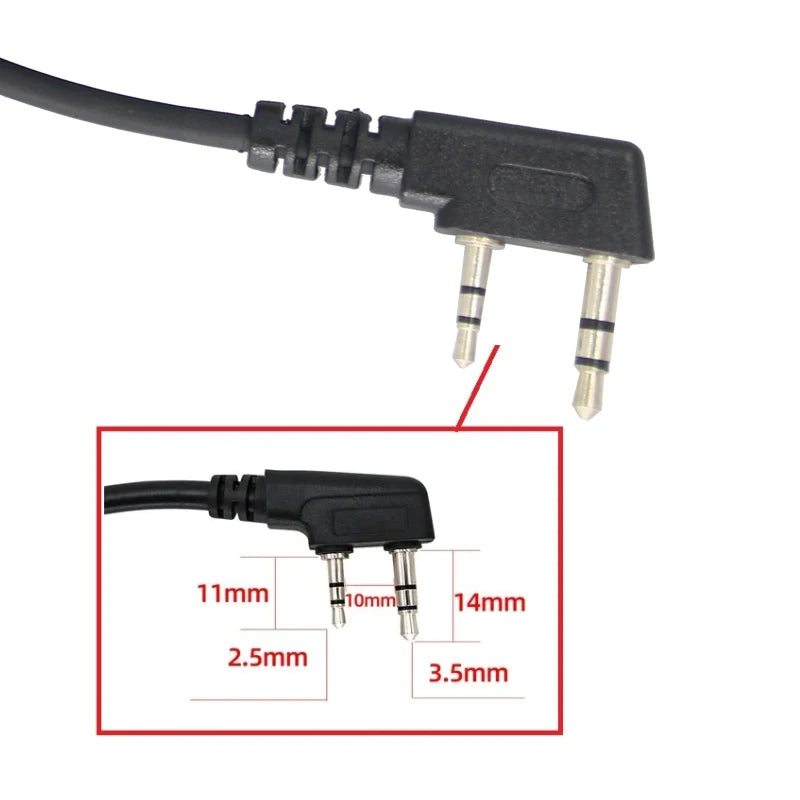 2Pin K-Type Headset Connector  to 3.5mm jack mobile phone headset, audio cable for Baofeng UV-5R TYT Wouxun Kenwood Radio