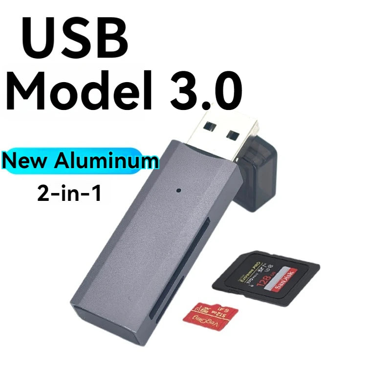 2-in-1 USB 3.0 High Speed Card Reader TF Memory Card Adapter Portable USB Flash Drive Design for PC Laptop Office Accessories