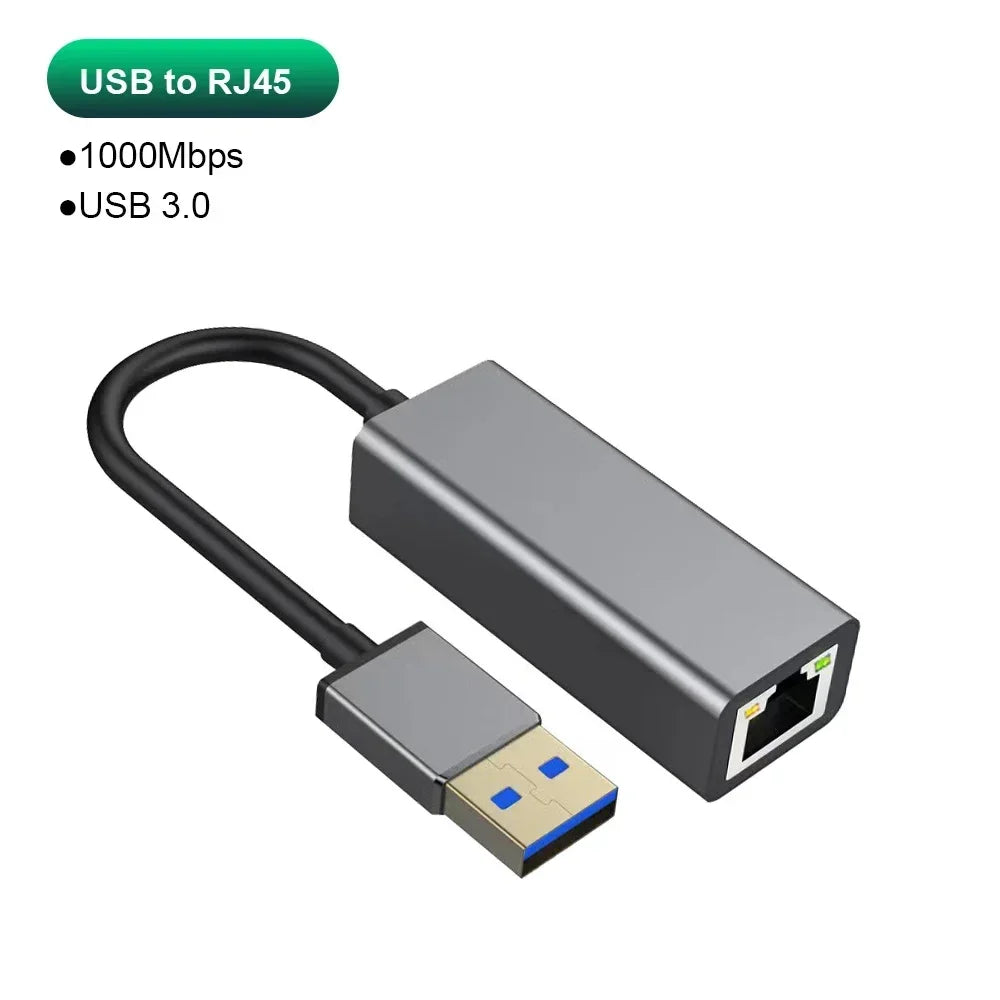 1000Mbps USB Type C Ethernet Adapter RJ45 Network Card for MacBook PC Windows XP 7 Android High-Speed Internet Cable LAN