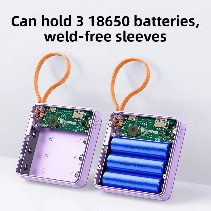 3 Slots 18650 Battery Box DIY Power Bank Charger Shell Fast Charging Case With Charge Cable Mini Solderless Power Supply Housing