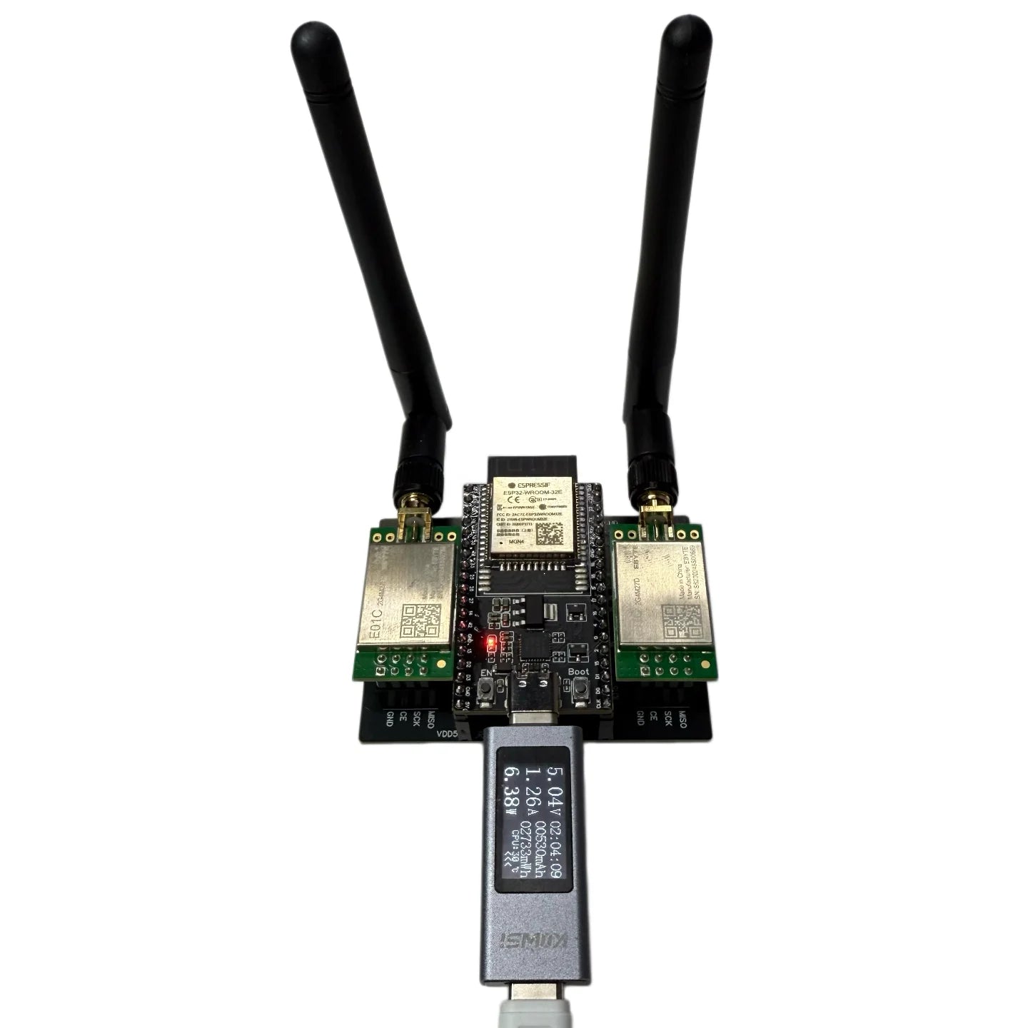 NRF24L01 High Power Version with ESP32-DevKitC+E01C 5V2A Power Supply for Long Distance 2.4G Bluetooth Testing