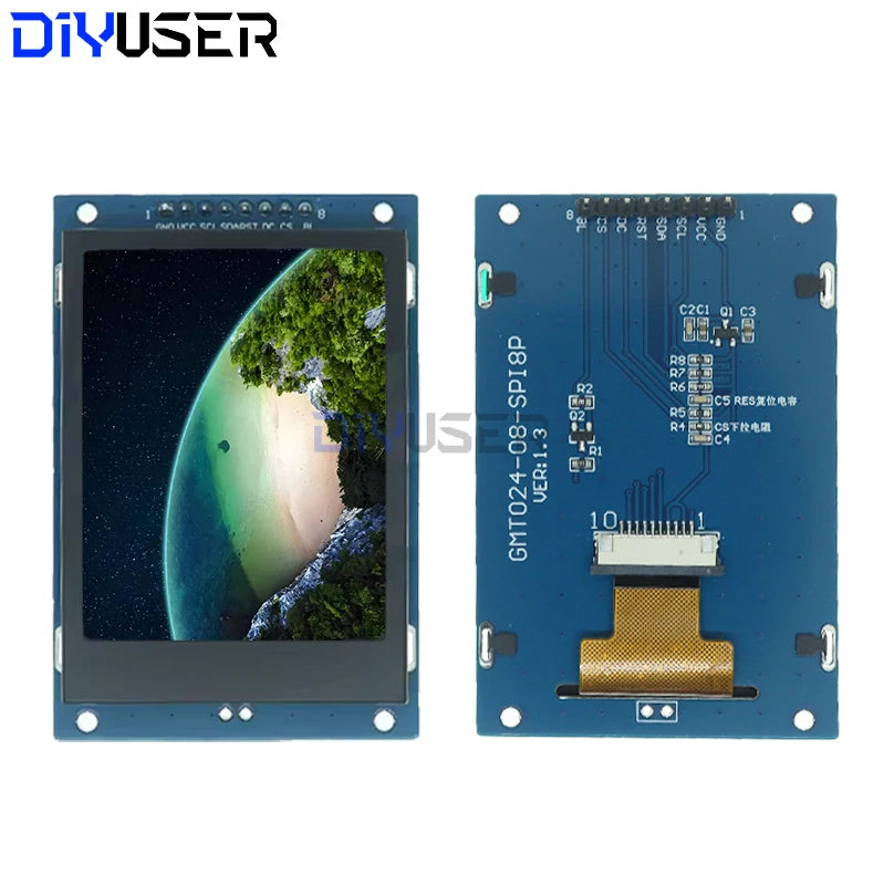 DIYUSER 2.4" TFT LCD Screen Module 240x320 ST7789 SPI Color Display for Raspberry Pi DIY Projects