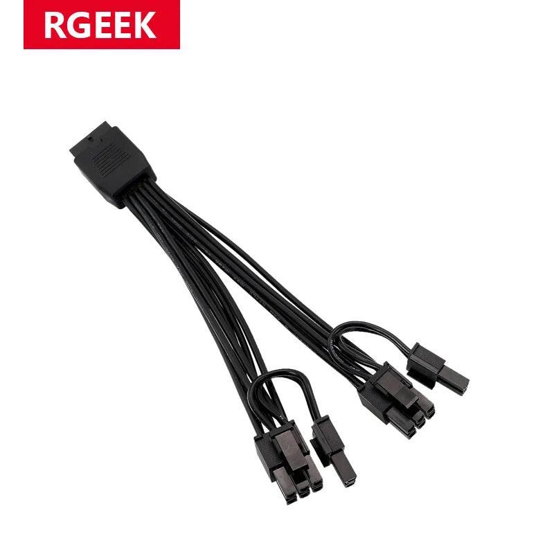 RGEEK 15cm 12VHPWR Graphics Card Cable Double 8PIN to 16PIN (12+4Pin) GPU Extension Power Splitter Adapter Cable for PC Desktop