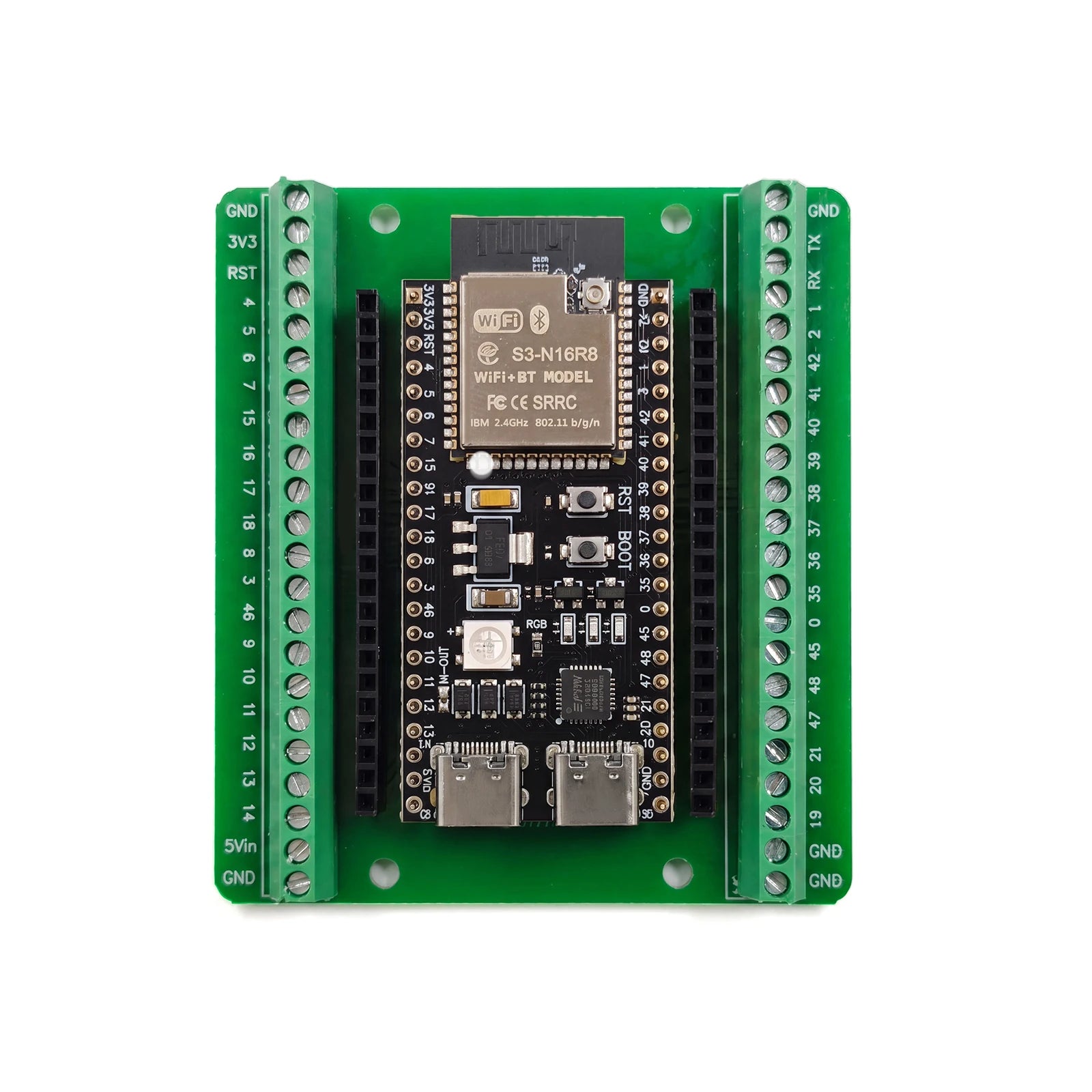 ESP32-S3 Development Board WiFi Bluetooth 5.0 Dual-Core 240MHz N16R8 N8R8 8MB PSRAM Dual USB-C 44PIN Adapter for MicroPython IoT