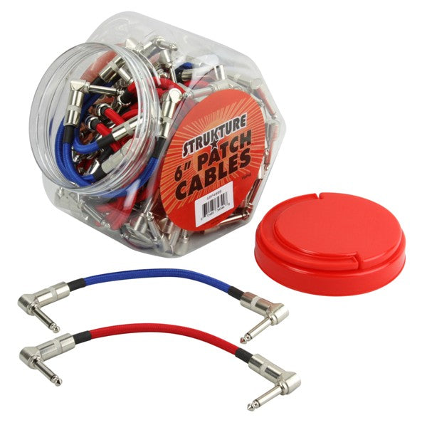 6-in Woven Right Angle Cables, in 48pc. Fishbowl Display: Blue/Red