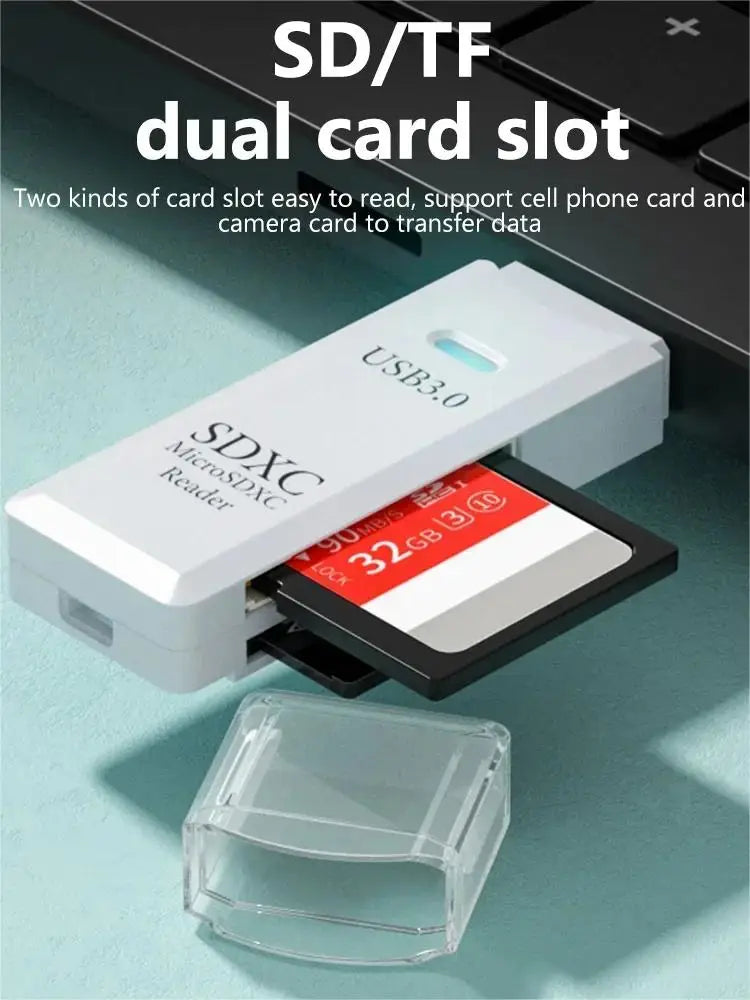 2-in-1 USB 3.0 High Speed Card Reader TF Memory Card Adapter Portable USB Flash Drive Design for PC Laptop Office Accessories