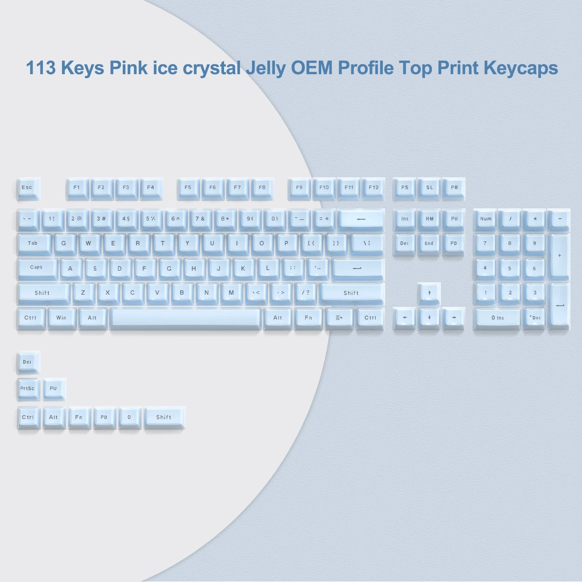OEM Profile Pink Jello Crystal Keycap Translucent Clear Keyboard Keycap for Cherry Gateron MX Switches Mechanical Gamer Keyboard