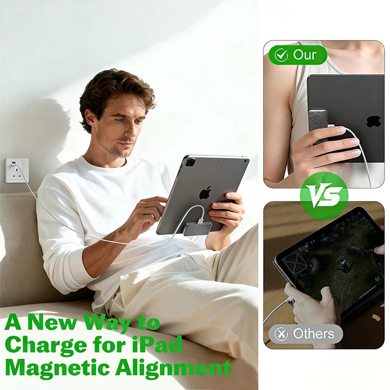 18W Magnetic Wireless Charger for iPad Pro Air 11/12.9/13 inch, Fast Smart Charger with 5.56ft USB-C Charging Cable