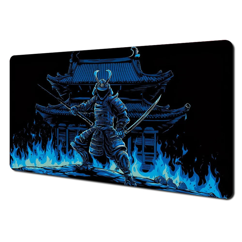 Japanese Ghost Samurai Pattern TCG Playmat Magic Card Battle Mat 35X60CM Deskmat Tapete Magic Mat Non-Slip Durable Stitched Edge