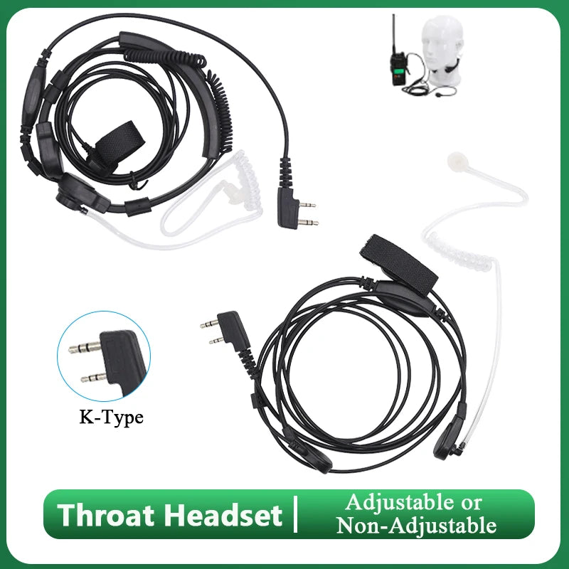 Throat Microphone Mic For Quansheng UV-K5 UV-K6 Earpiece Headset for Baofeng UV-21 DM-1701 UV-18 Walkie Talkie Throat Headphones