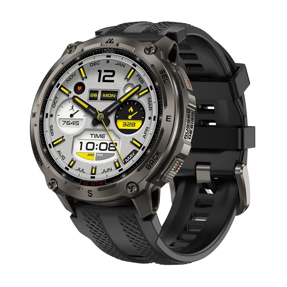 KOSPET Tank T4 Men's Rugged Smart Watch Military Grade GPS Stainless Steel 100M Waterproof 45M Freediving 24/7 Health Monitor