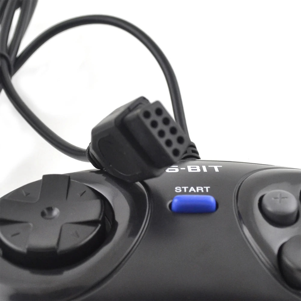 1-2 Pcs Black Gamepad Controller For Sega Mega Drive 9 Pin 6 Buttons Gamepads for Sega Genesis 16 bit video game console