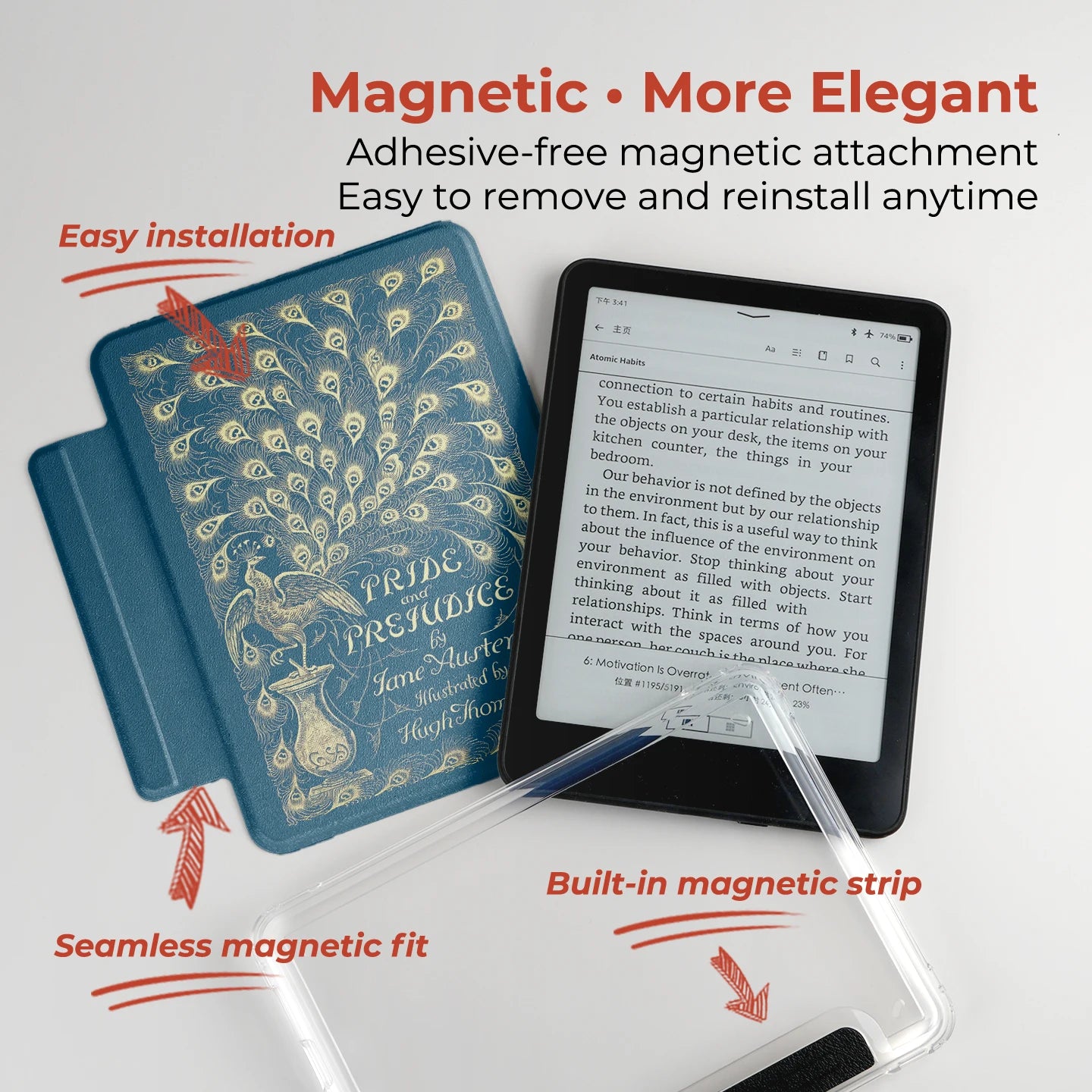 Twosheep suit for Kindle 11th Colosoft Paperwhite 12th 11th 10th 7th Magnetic Detachable Clear Back Auto Wake Sleep Vintage Book