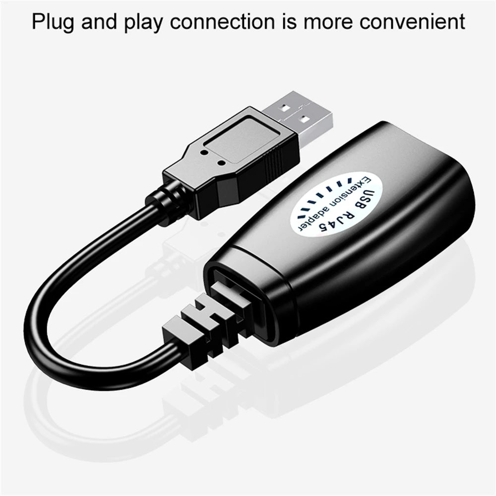 Extension Adapter 1pair USB to RJ45 LAN Cable Extender Over Cat5 RJ45 Cat6 Patch Cord Black Networking Accessories