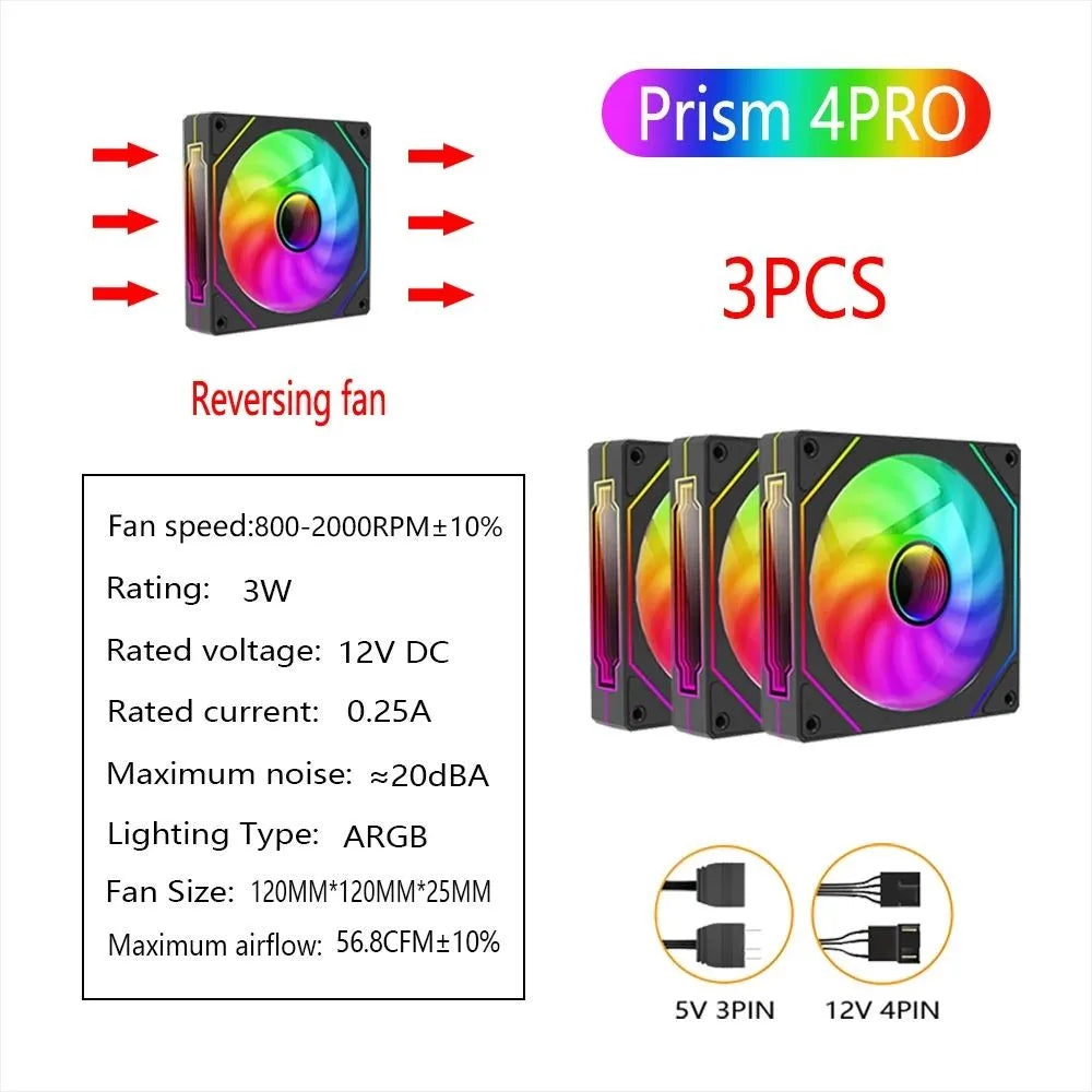 PRISM 4 RS 12cm ARGB 4 Pin Computer Case Fan Quiet Cooling 12V Large Air Volume 1200RPM for Desktop Gaming PC Build