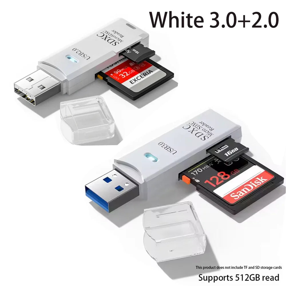 2-in-1 USB 3.0 High Speed Card Reader TF Memory Card Adapter Portable USB Flash Drive Design for PC Laptop Office Accessories