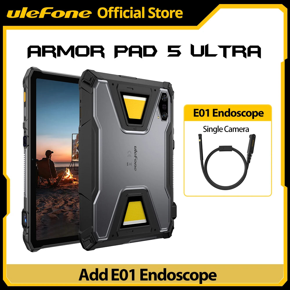 【Ships from US】Ulefone  Rugged Tablet Armor Pad 5 Ultra 5G, Portable Projector 200LM ,24200 mAh ,120W Up to 12GB +512GB ,Andro