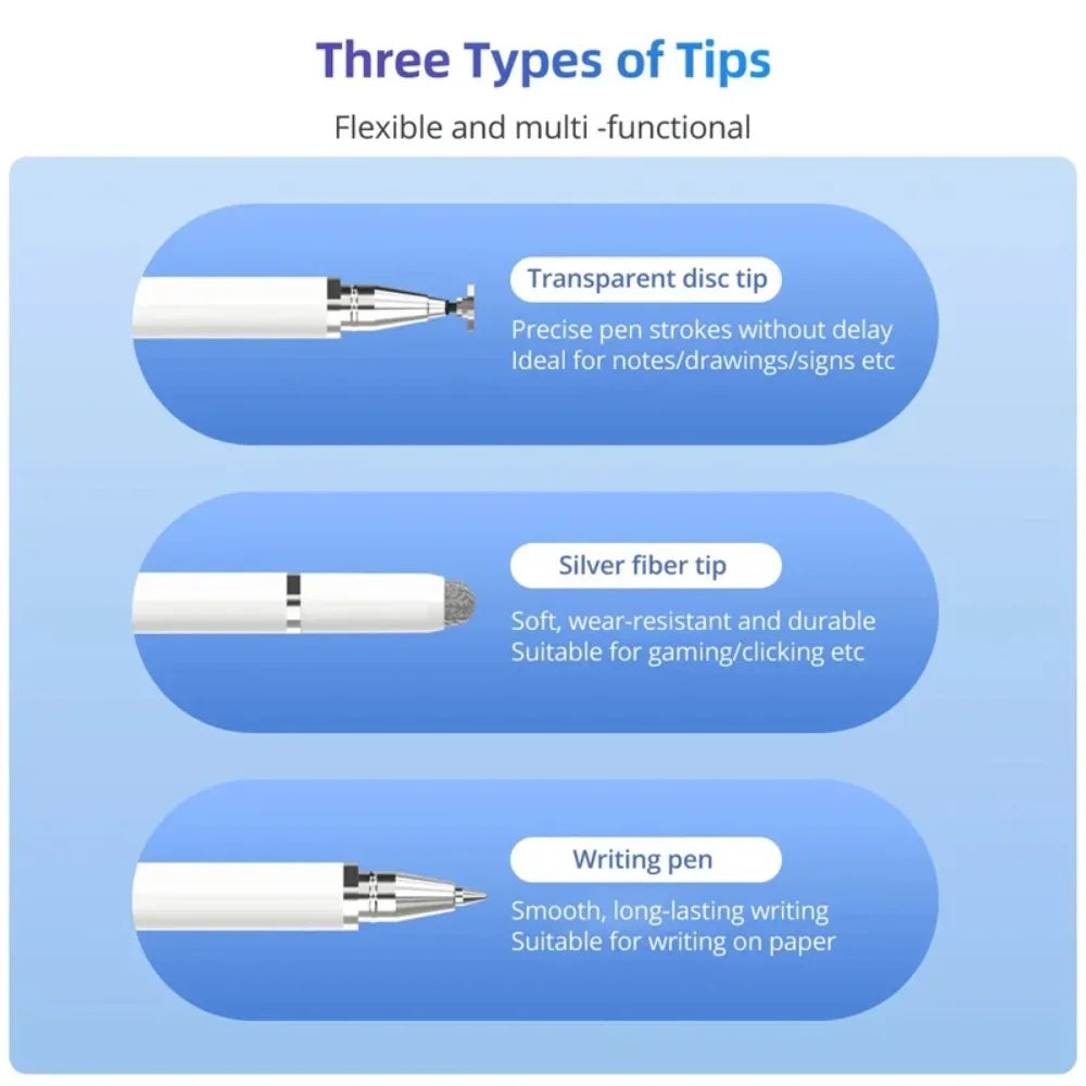 3 In 1 Magnetic Stylus Pen Universal Capacitive Touch Screen Pencil Drawing Writing Pen For Phone Tablet Android IOS
