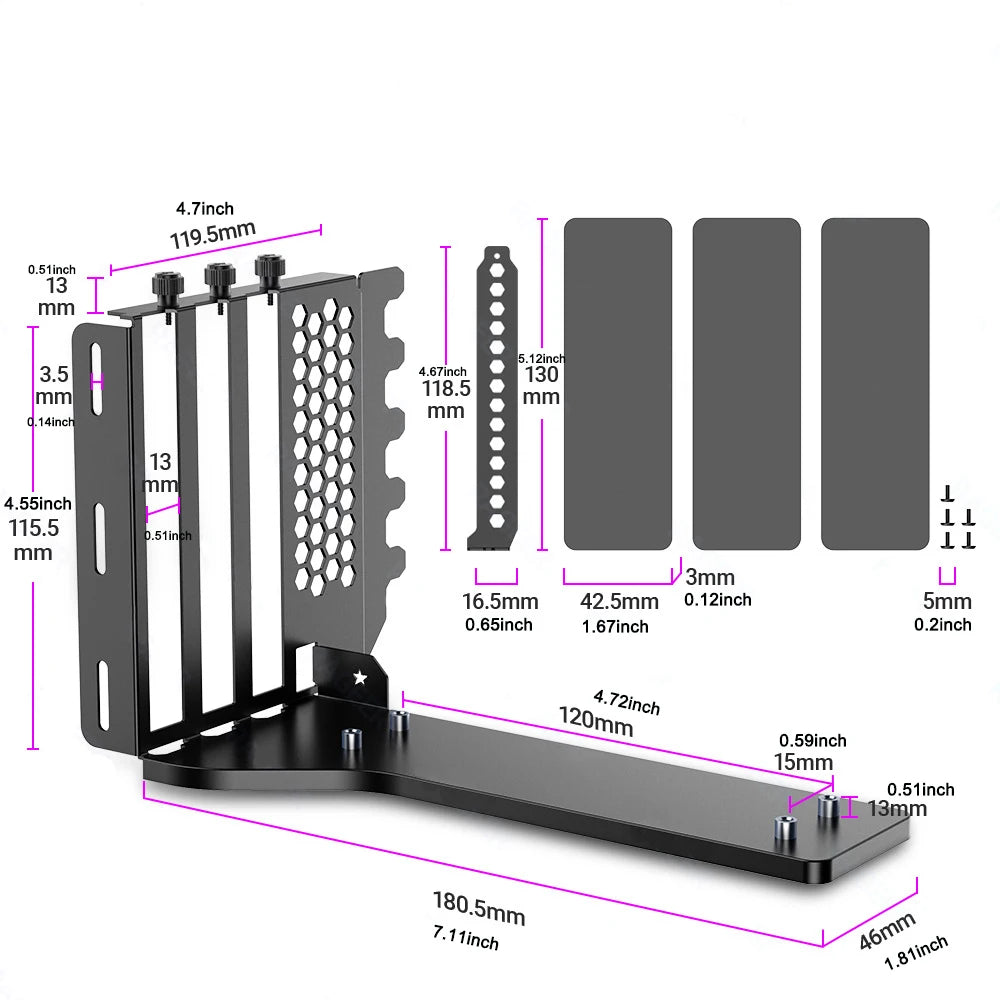 Quality Metal PCIe Graphics Card Holder for Vertical Installation Brackets