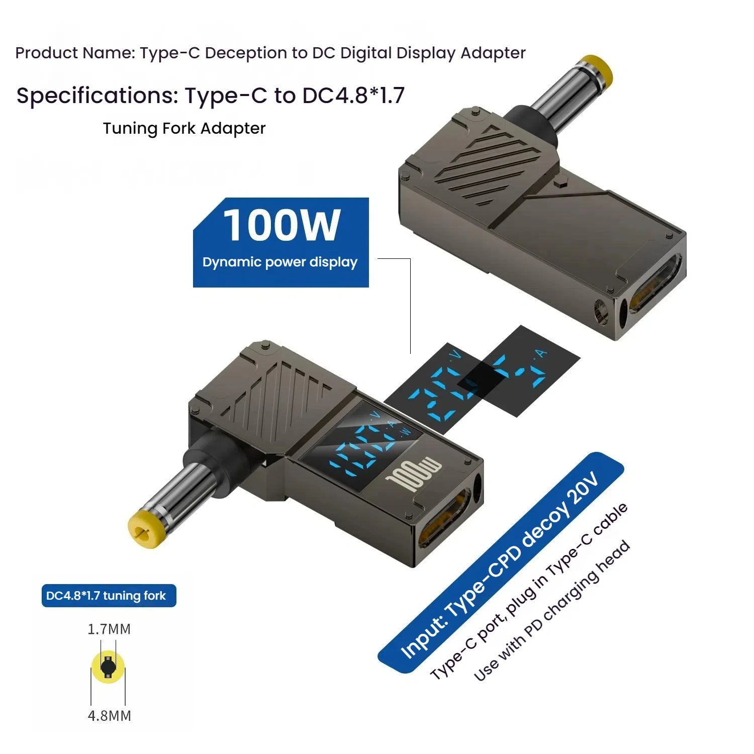 PD 100W Laptop Power Charger Converter Female Type-C To DC Male Jack Plug Supply Adapter Connector 5A For Notebook Computer PC