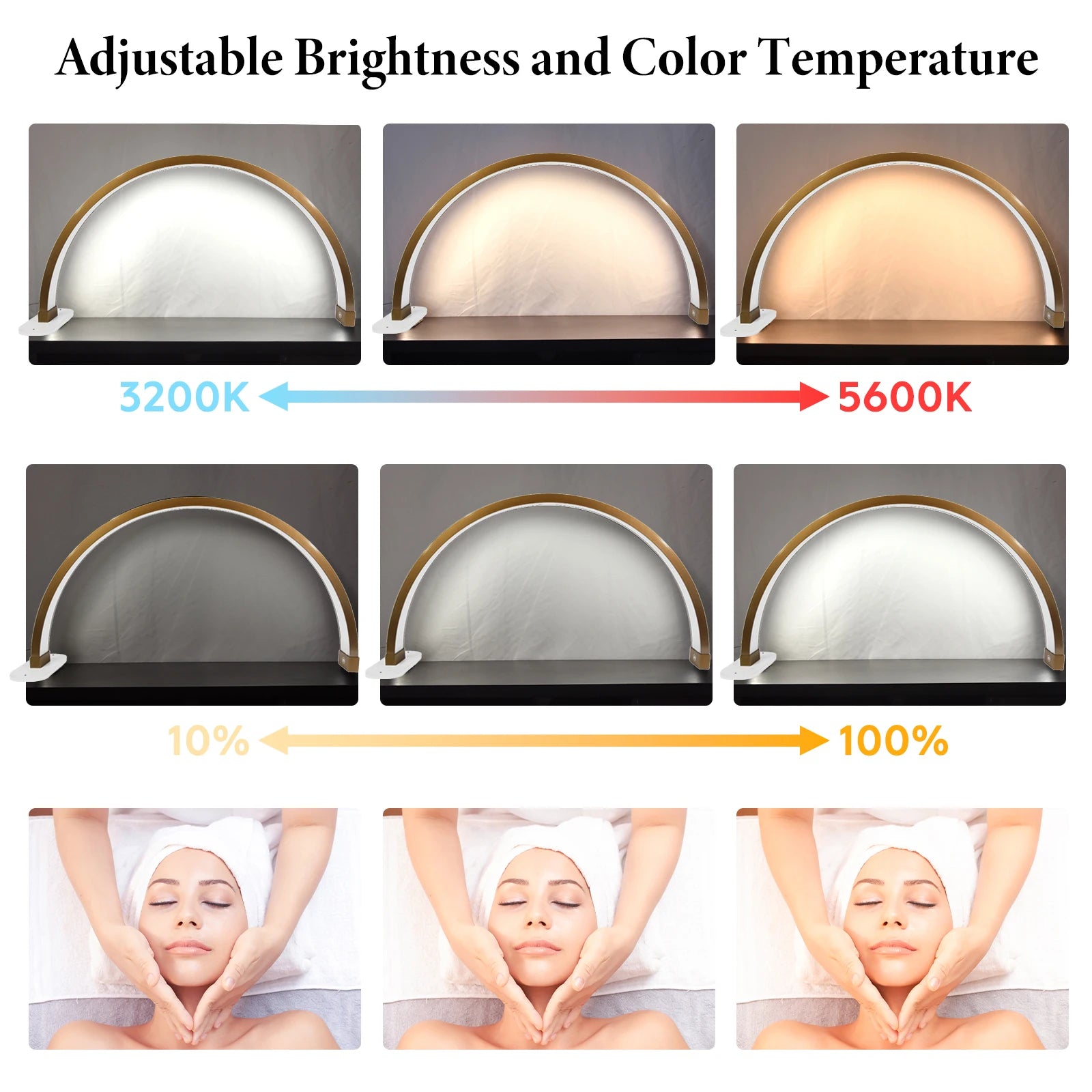 Fosoto Gold Half Moon Lamp 45W Nail Moon Light Manicure Beauty Salon LED Light Lash Lamp Manicure Lamp Nail Art Light