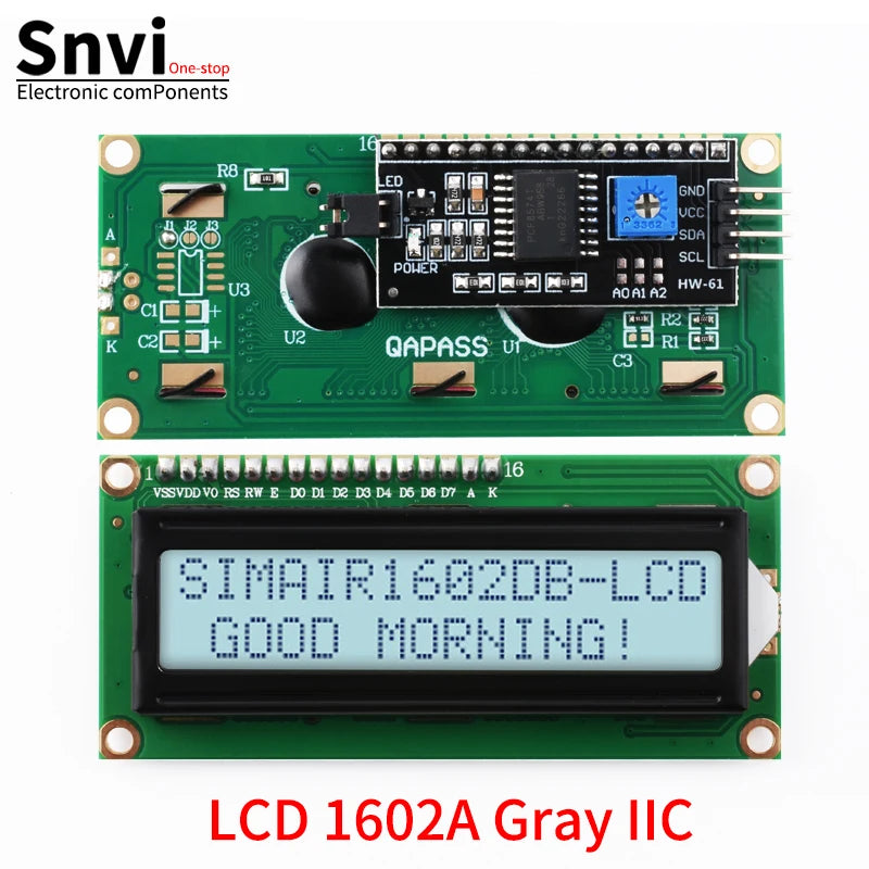 Snvi LCD1602 1602A LCD Display Module 16x2 Character Blue Yellow Green Gray Screen PCF8574 I2C IIC Interface 5V for Arduino