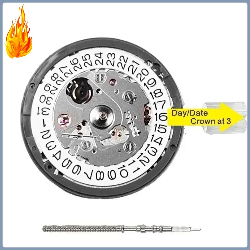 NH35 Premium Mechanical Movement NH35A White At 3/3.8/6 Date wheel 24 Jewels Automatic Self-winding High Accuracy Movt Replace
