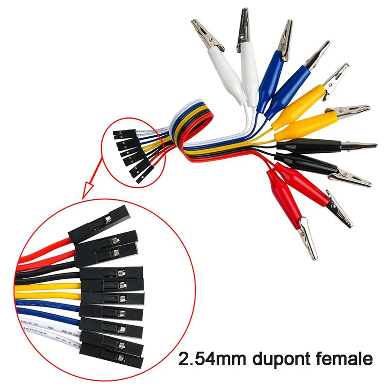 10pin Alligator Clip to Breadboard Jumper Wire Dupont Cable 20cm Male Female Test Lead for Arduino Microbit Nano LED Strip