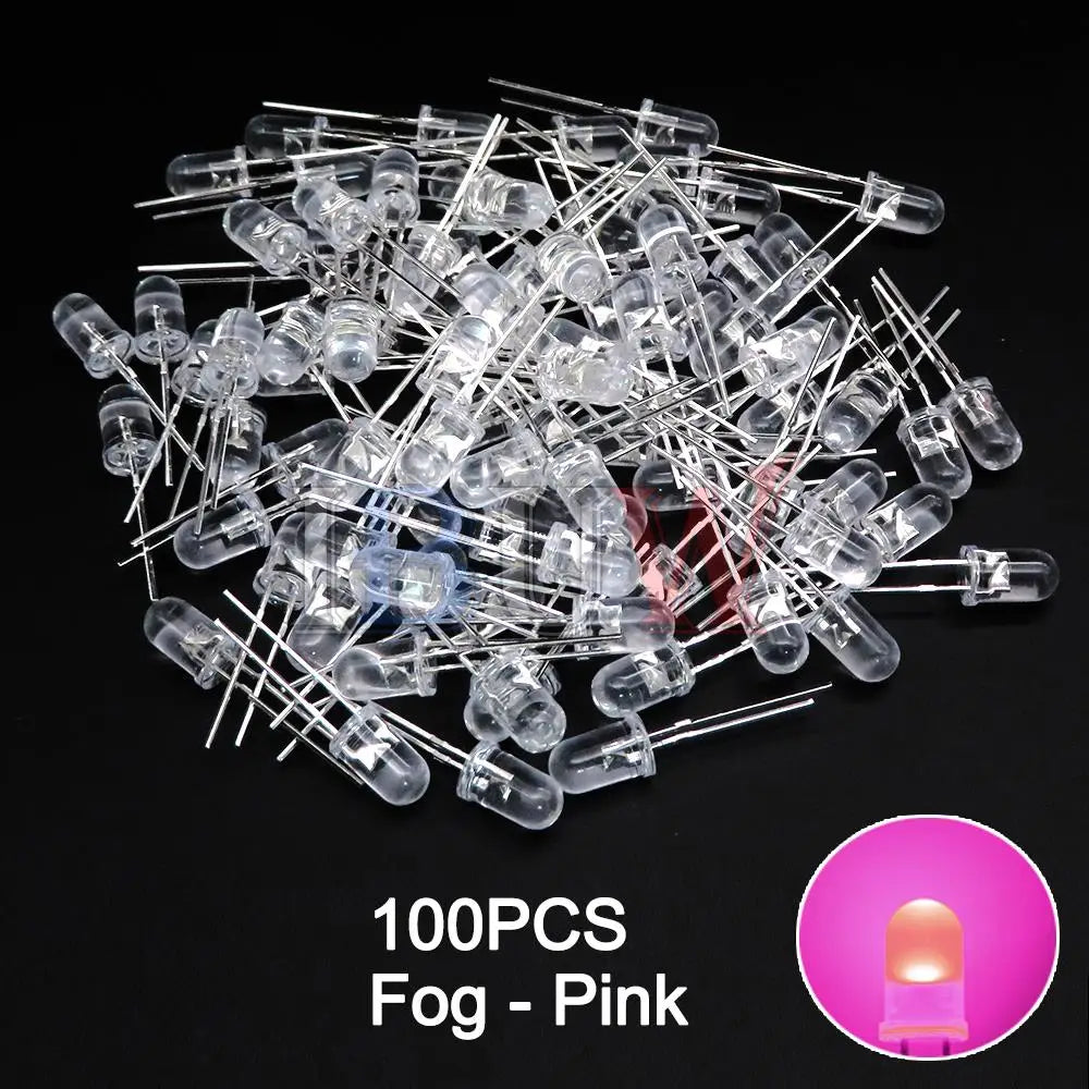 100PCS/LOT 5mm LED Diode F5 Assorted Kit IBUW White Green Red Blue Yellow Orange Pink Purple Warm White DIY Light Emitting Diode