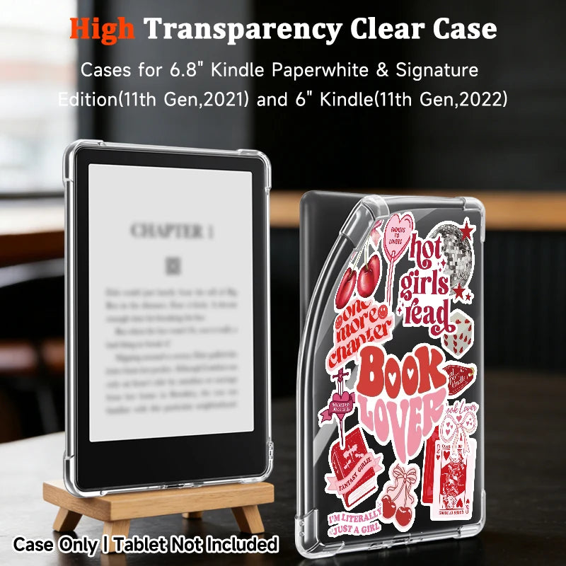 Slim clear TPU case for kobo, Kindle Paperwhite 12/5, 10/11th.Ultra-thin,transparent,shockproof protective cover for e-readers.
