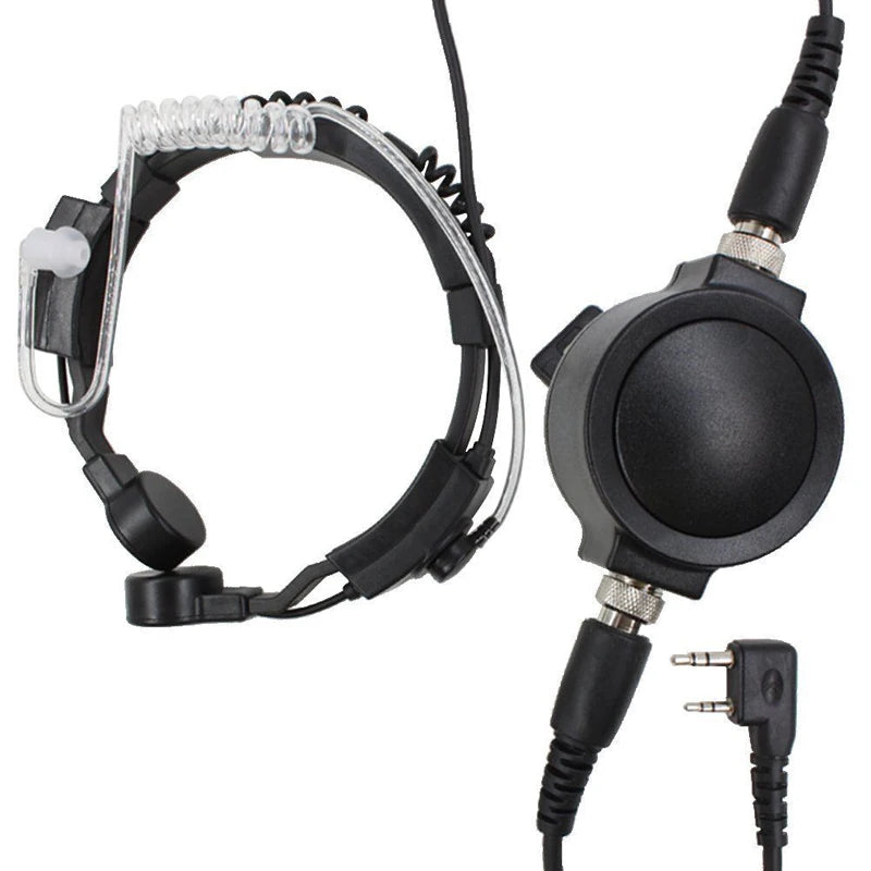 Baofeng UV-5R Walkie Talkie Tactical Round Big PTT Mic Earpiece Throat Headset Microphone NATO Plug for UV-82 888S Kenwood Radio