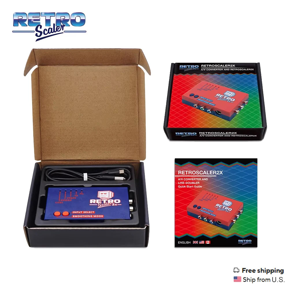 RetroScaler2x Composite SV YPBPR to HDMI Upscaler Video Audio Converter For PS2 N64 NGC Dreamcast Saturn MD1 MD2 Game Consoles