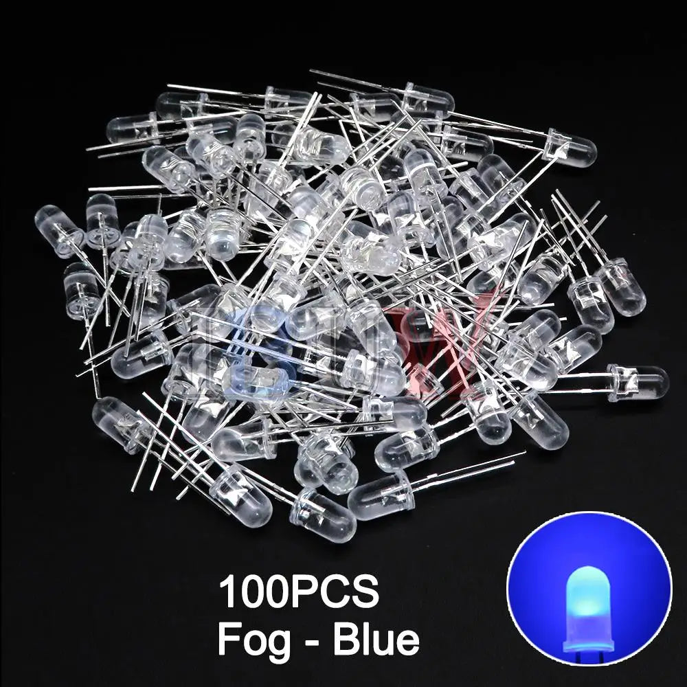 100PCS/LOT 5mm LED Diode F5 Assorted Kit IBUW White Green Red Blue Yellow Orange Pink Purple Warm White DIY Light Emitting Diode