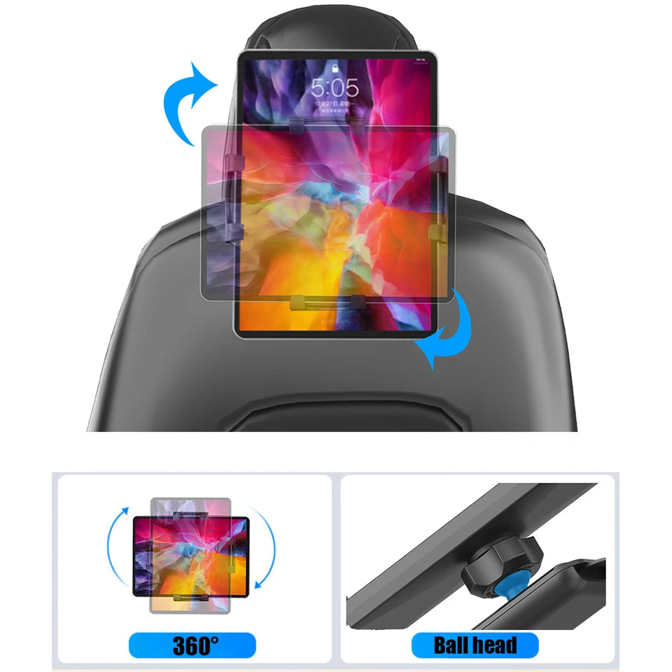 OUTMIX Car Back Seat Tablet Phone Holder Stand 360° Rotatable Adjustable Tablet Bracket for New Energy Vehicles and Automobiles