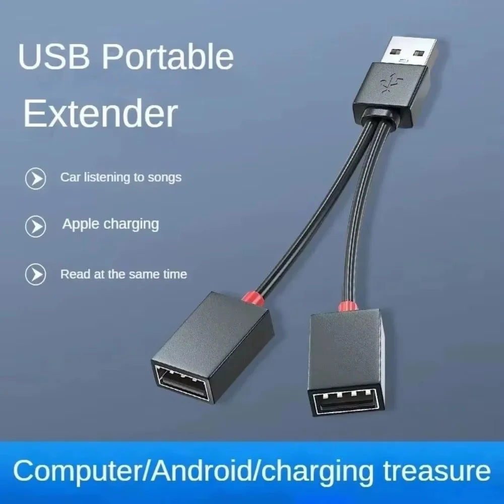 1 In 2 Out USB HUB Car Usb Splitter cable Multifunction Adapter Cord Charging Cable for iphone Xiaomi Huawei  smart phone