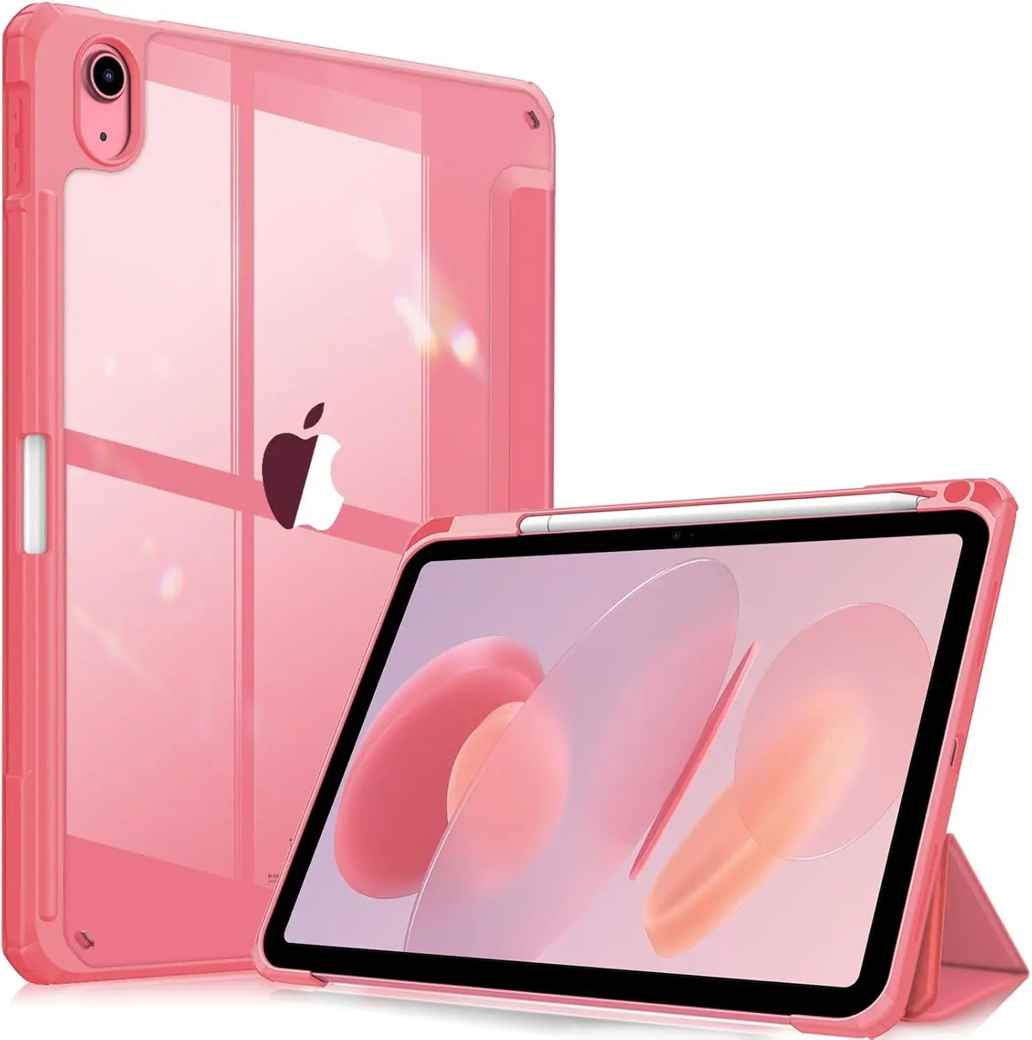 Slim Case for iPad (A16) 11 Inch (2025), iPad 10th Generation 10.9 Inch (2022) -Cover with Clear Transparent Back Shell  Pink