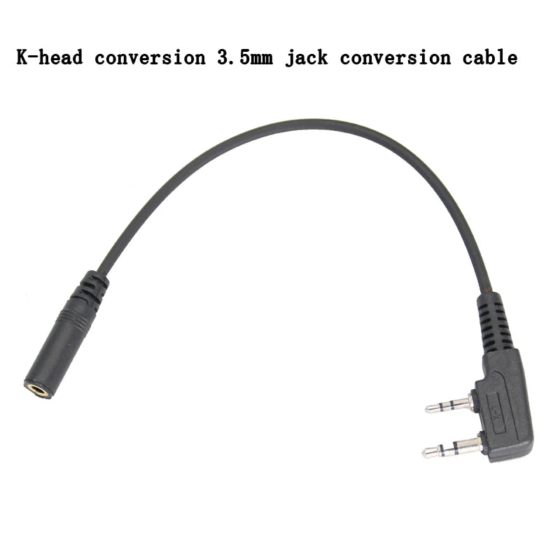 2Pin K-Type Headset Connector  to 3.5mm jack mobile phone headset, audio cable for Baofeng UV-5R TYT Wouxun Kenwood Radio