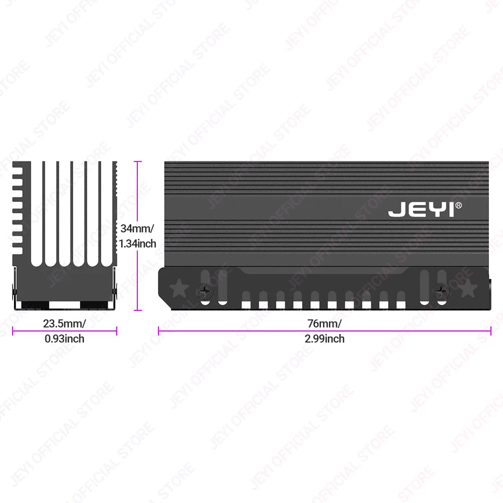 JEYI Cooling Warship Dust-proof Heatsink for M.2 2280 NVME NGFF Aluminum Thermal Cooler with Thermal Conductivity Silicon Wafer