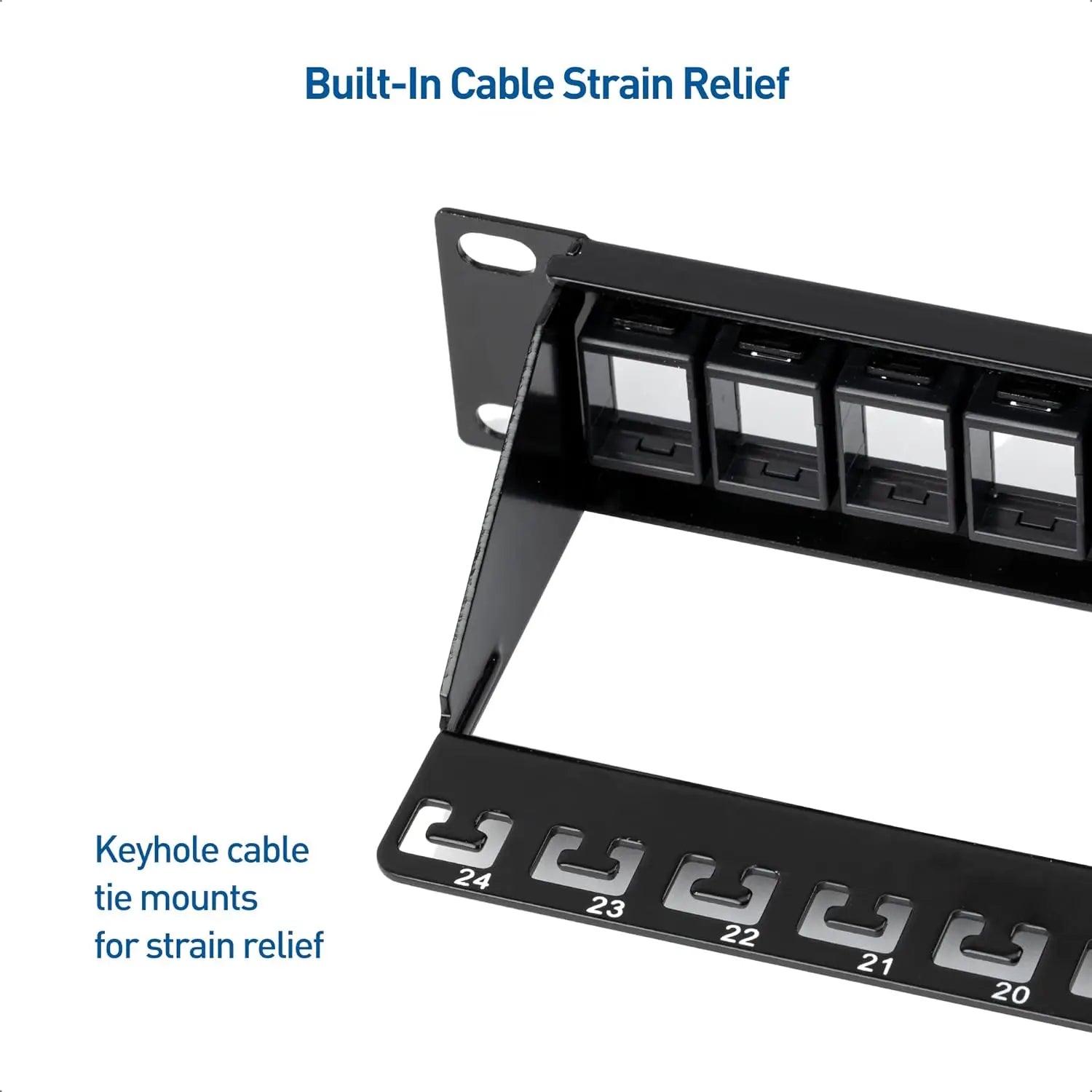 ZoeRax 24Port RJ45 Shielded Patch Panel Network Patch Panel 19 Inch, Ethernet Patch Panel with Cable Management and Support Bar
