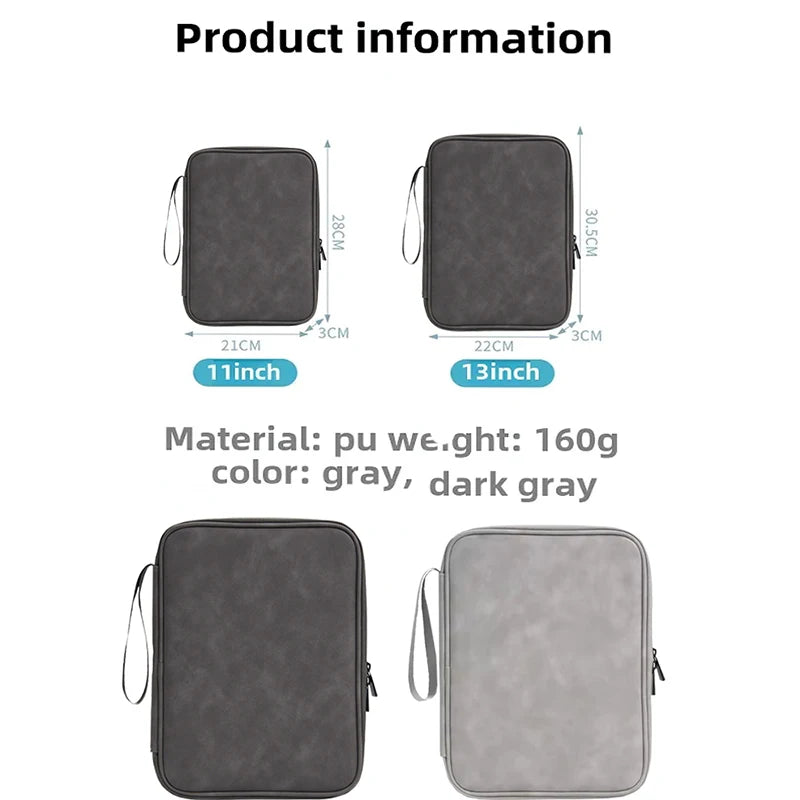 Tablet Sleeve Bag for iPad Pro 12.9 11 inch iPad 10th Air 5 4 3 10.9 10.2 inch 9th 8th 7th Generation Waterproof Zipper Pouch